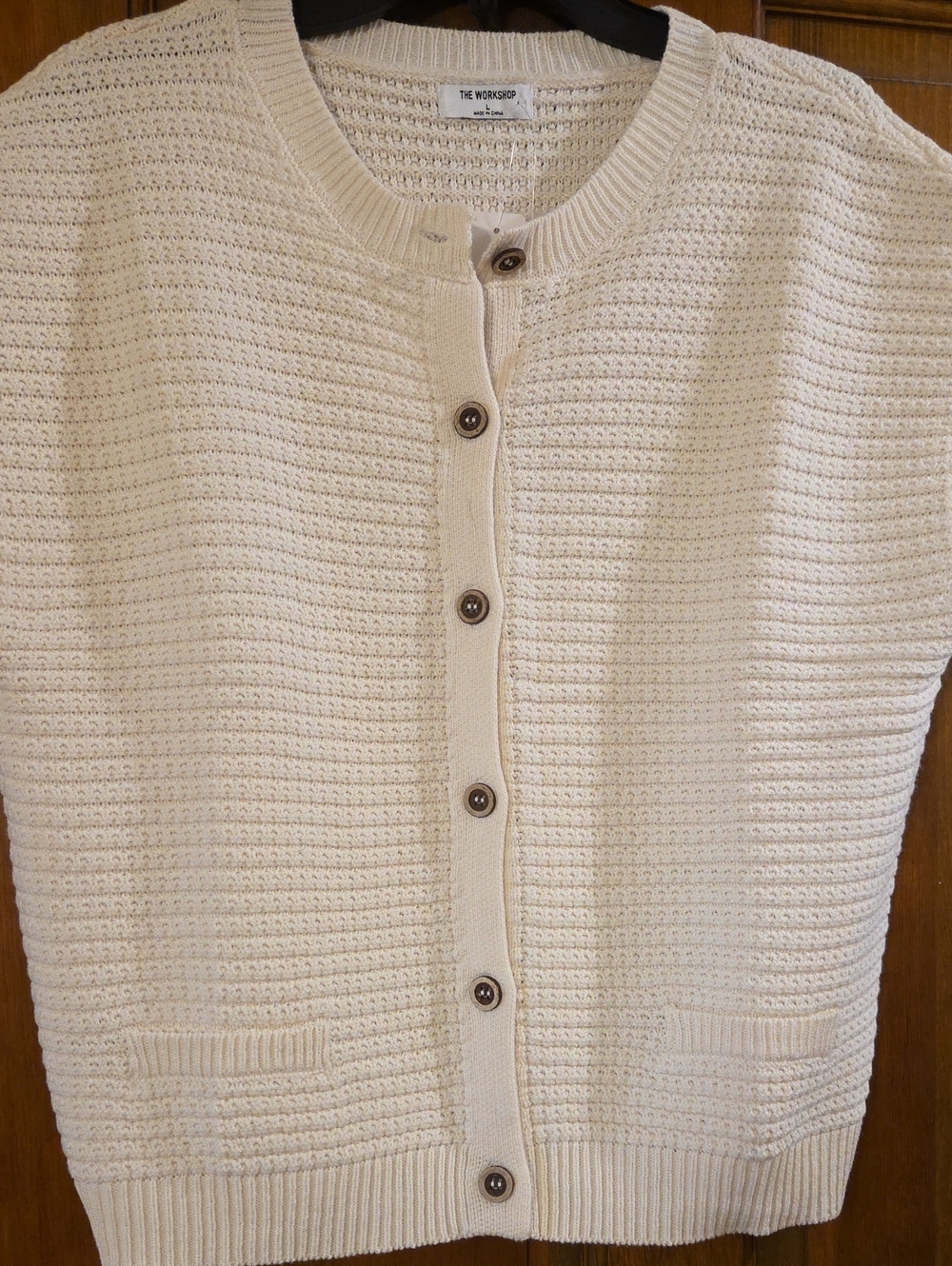 Classic Cream Knit Button-Front Women's Sweater - Picture 3 of 6